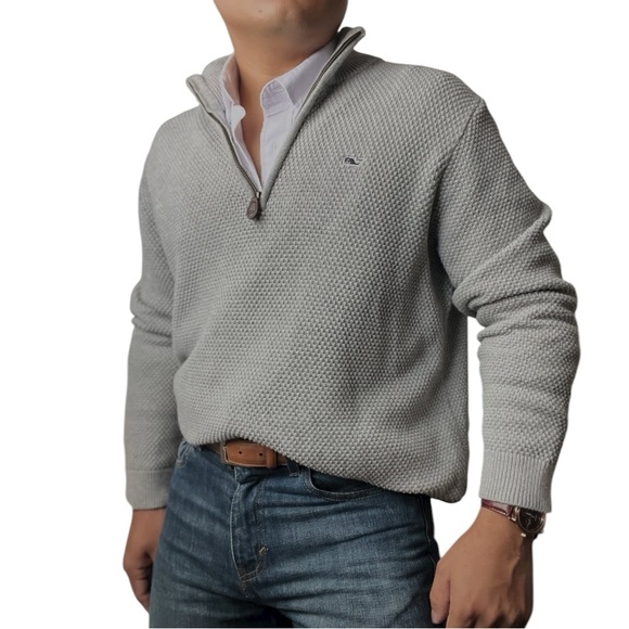 Vineyard Vines Quarter Zip Waffle Knit Sweater size XL - Picture 1 of 10